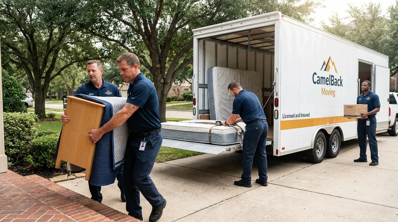Crew loading residential truck for cross-state move from Madison, MS