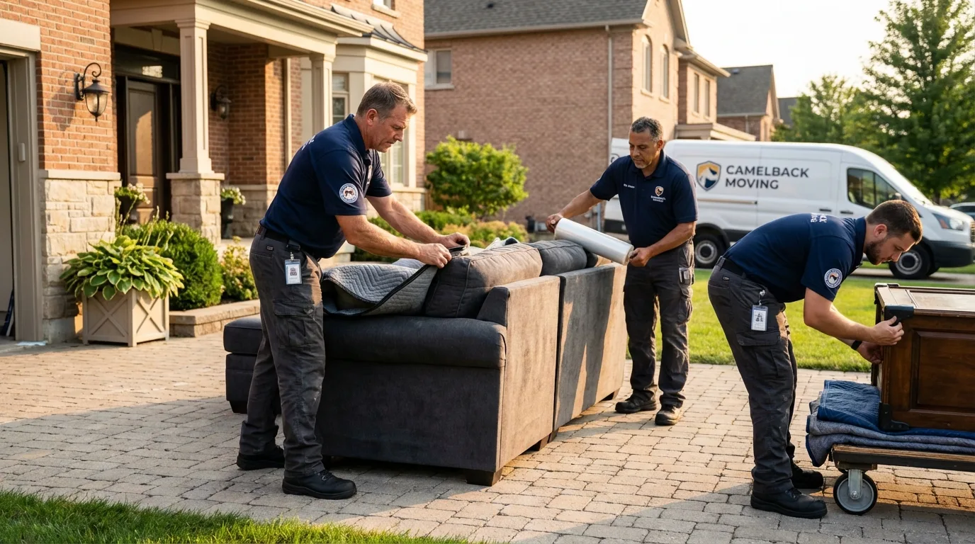 Large estate moving crew wrapping furniture in Madison, MS